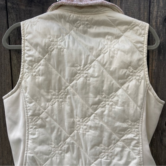 LL BEAN WOMEN SIZE MED. IVORY w/ BROWN MIXED COLLAR QUILTED LIGHTWEIGHT … - Picture 8 of 8